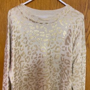 Gold/White Leopard Print Sweater